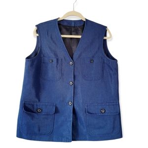 VINTAGE 90s Handmade Denim Corduroy Jean Vest w/4 Button Pockets
